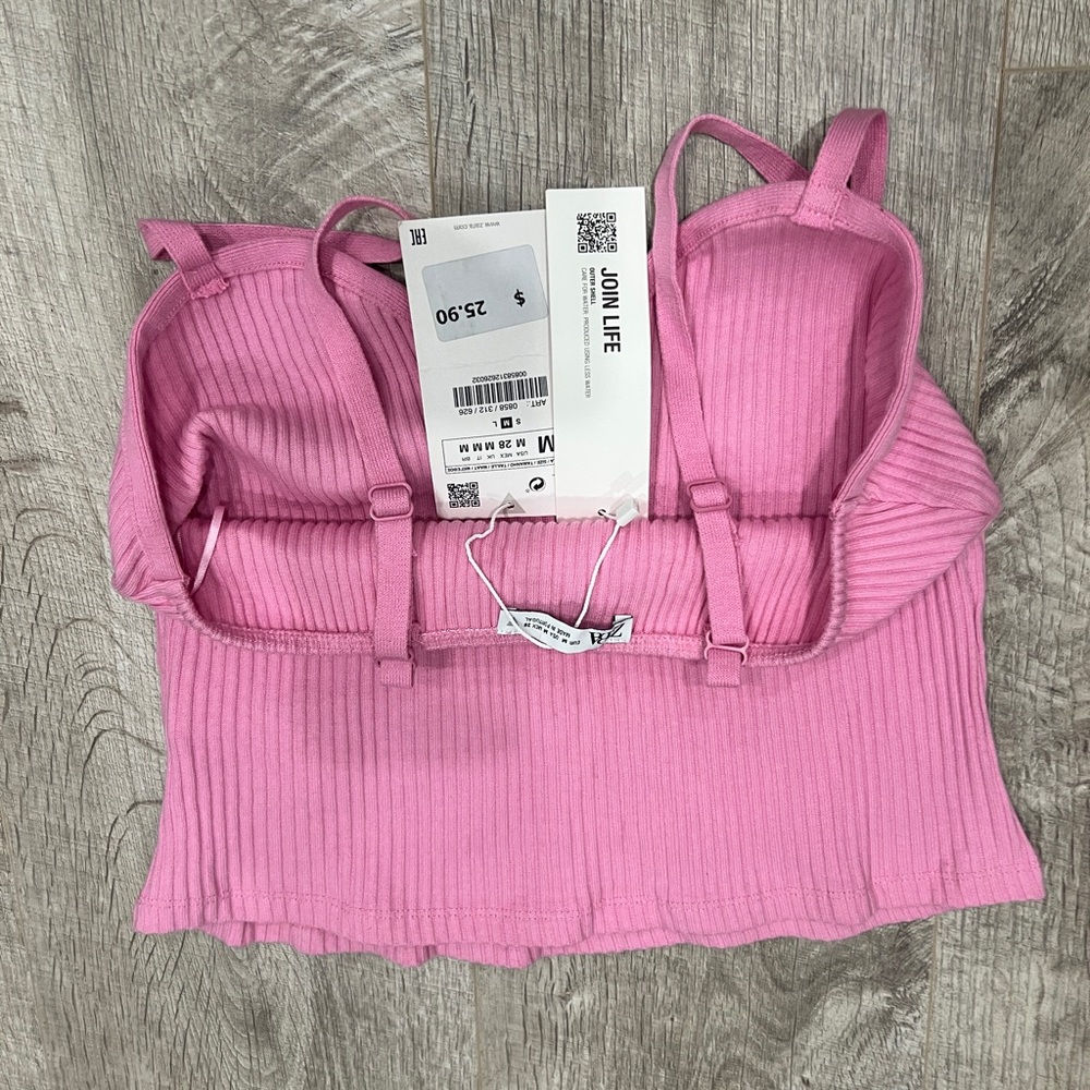 Zara Pink Ribbed Crop Top - Picture 5 of 5